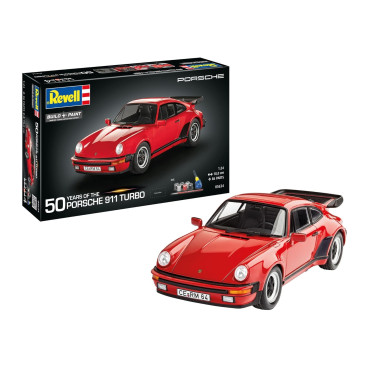 KIT PARA MONTAR REVELL GIFT SET PORSCHE 911 TURBO 50TH ANNIVERSARY 1/24 86 PEÇAS COMPLETO COM TINTAS COLA E PINCEL REV 05634
